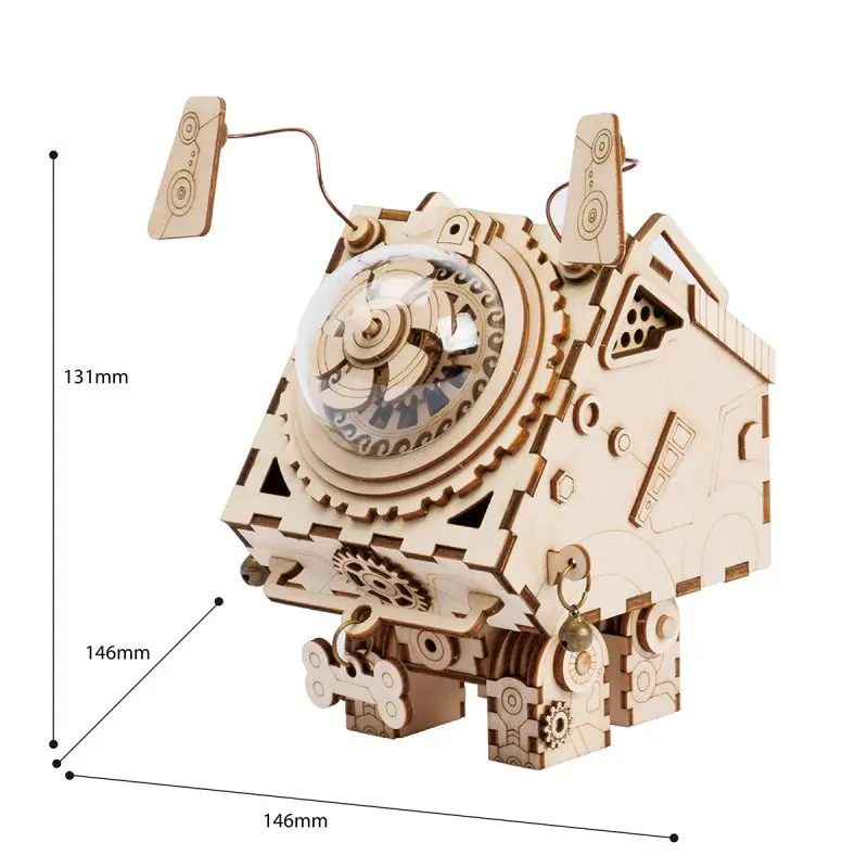 Robotime ROKR Steampunk Music Box 3D Wooden Puzzle Assembled Model Building Kit Toys For Children Birthday Gift Drop Shipping