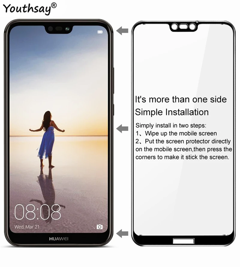 Для Huawei P20 Lite закаленное стекло 2018 полное покрытие 5 84 &quotЗащита экрана протектор