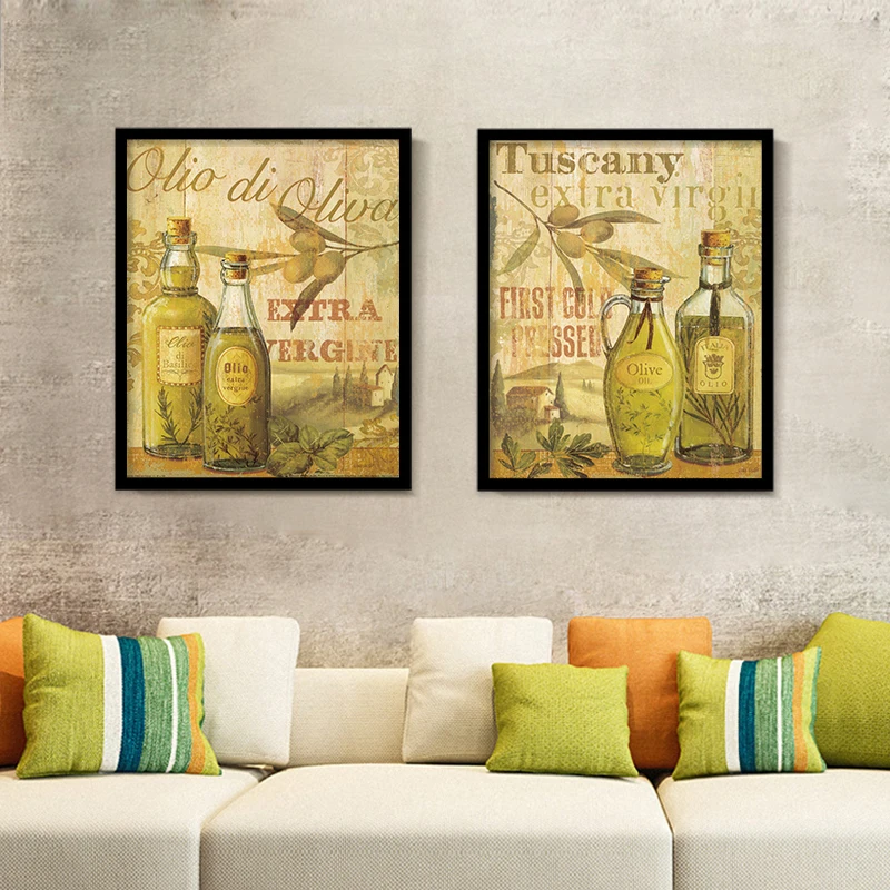 

Olive Oil Bottle Printed on Canvas Painting Modern Kitchen Wall Picture HD Retro Bar Art Sticker Canvas Painting no Frame