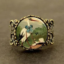 Nuevo Anillo de cúpula de cristal Steampunk DIY con forma de cigüeña fina y cochecito de bebé para mujer, joyería de regalo vintage