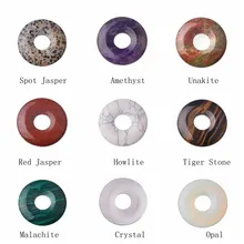 SEVENSTONE аура исцеления подвески, ожерелья для мужчин Исцеление Ожерелье Aura кулон натуральный камень 40 мм кварц Пряжка пончик монета