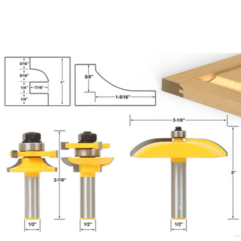 

1/2'' Shank Door Panel Woodworking Cutter Tool Cabinet Router Bits Set For Woodworking Tools 1PCS