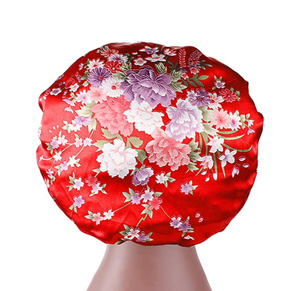 DOLEFT Satin Printed Wide-brimmed Hair Band Woman High Quality Soft Silk Bonnet Sleep Cap Chemotherapy Caps