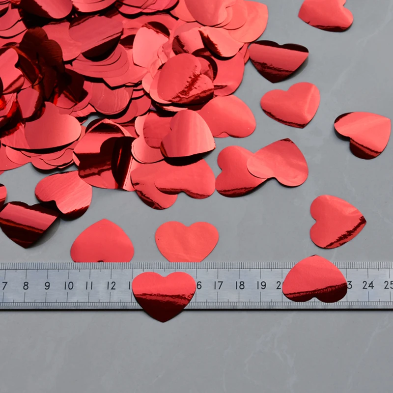 Confeti con forma de corazones varios colores Coraz/ón rojo de 25 mm.