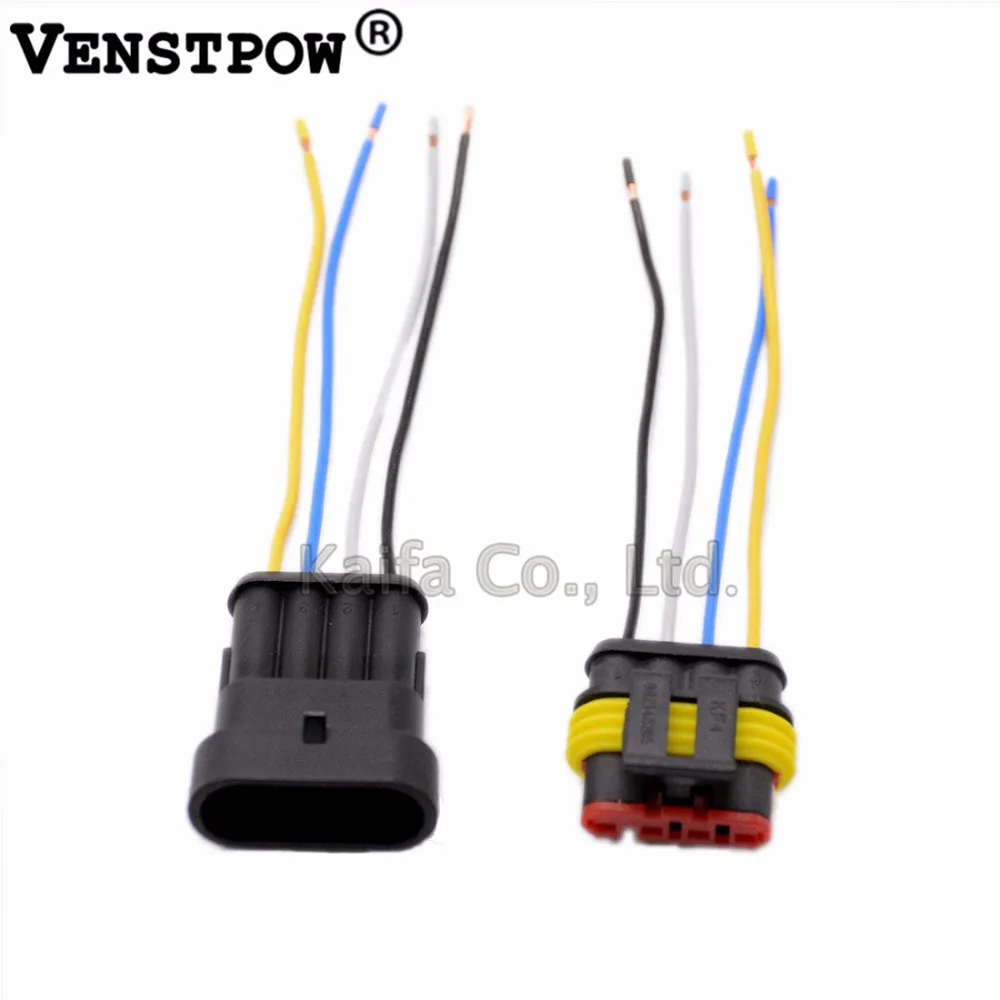 10 Sets 4 Pin Car Waterproof Electrical Connector Plug with Wire