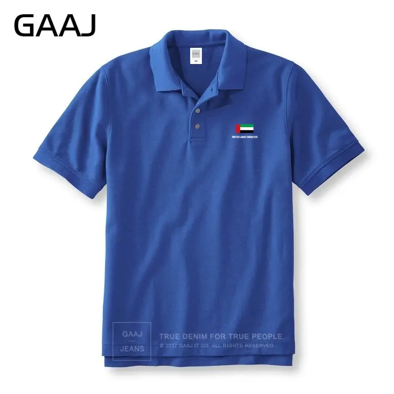 GAAJ, футболки поло с флагом ОАЭ, мужские и женские бренды унисекс, мужские рубашки поло для мужчин, тонкие хлопковые мужские однотонные рубашки#1KK85 - Цвет: Blue