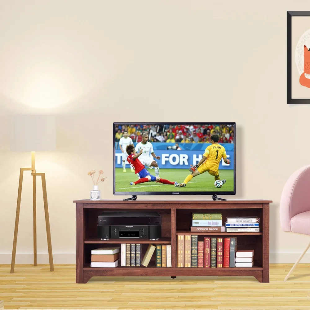 58/" TV Stand Entertainment Media Center Console Wood Storage Furniture w// Shelf