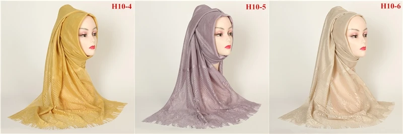 10 шт./партия Для женщин хиджаб шарф платок с сочетанием контрастных цветов хлопковые шарфы для женщин, для девушек, элегантное, с