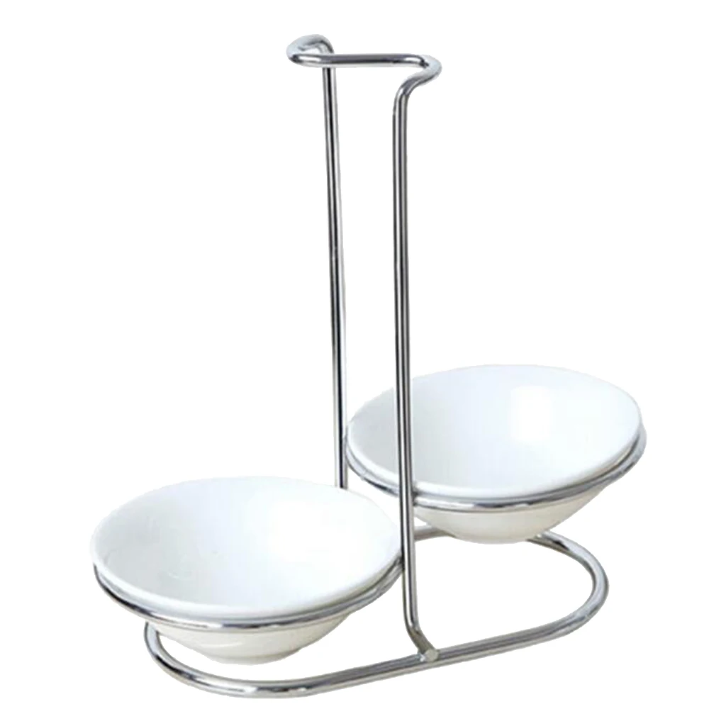 Modern Round Ceramic Bowl Ladle Stainless Steel Spoon Rest Holder with Polished Pot Clips Vertical Design Rack Kitchen Gadgets