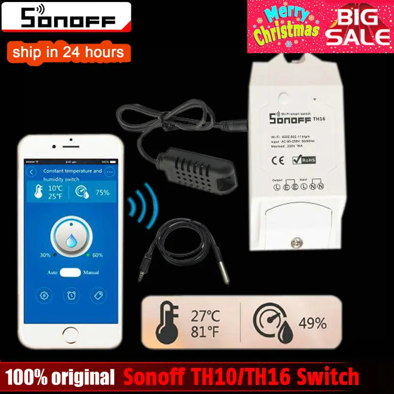 

Sonoff TH10 TH16,10a/16a Smart Automation Modules Wifi Wireless Switch Remote Control for Smart Home Temperature and Humidity