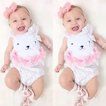 Summer Newborn Baby Girl Clothes Cute Bear Bodysuit Jumpsuit Playsuit Outfits Set One-pieces Clothes Wholesale