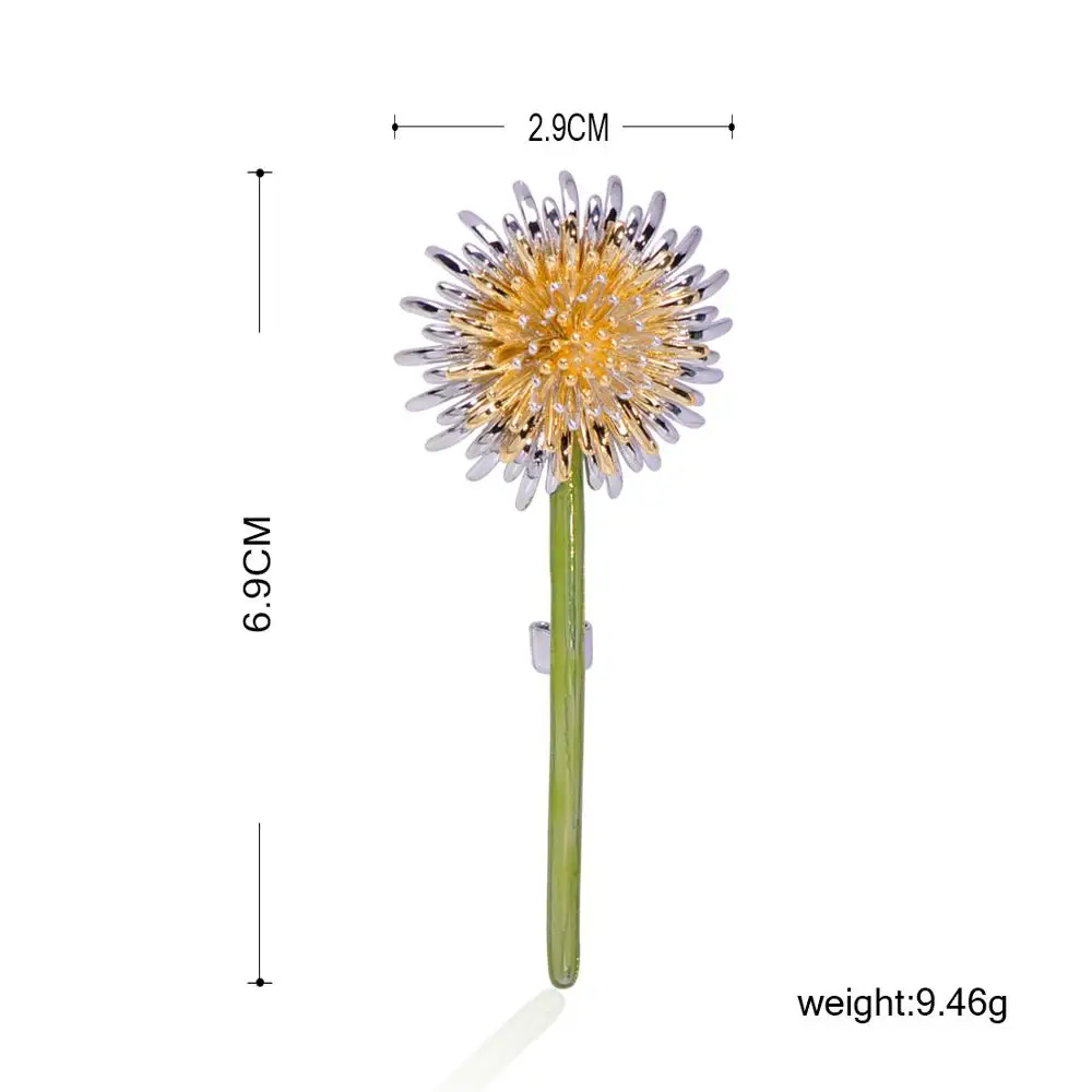 Мужская и женская Медная брошь Funmor в форме одуванчика с эмалью аксессуар для