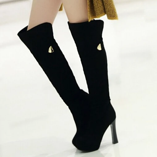 Botas De Tacón Alto Fino Sobre La Rodilla Para Mujer Talla 41 - Color Negro, Caña Larga De 51 Cm, Invierno