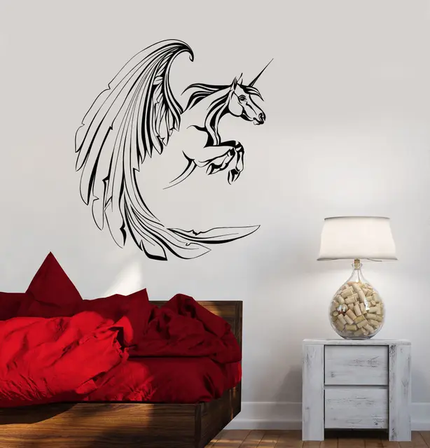 big wings unicorn wall stickers home decor living room bedroom vinyl