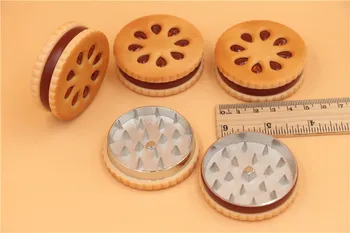 

6pcs zinc alloy cookie biscuit shape 2 part tobacco spice crank crusher herb grinder metal hand muller for shisha hookah pipe