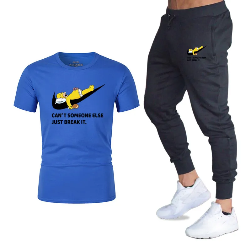 

Summer Hot Men's Sets New Simpson print T Shirts+pants Two Pieces Sets Casual Tracksuit Male Casual Tshirt Gyms Fitness trousers