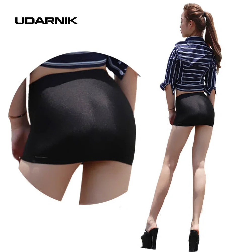 Women Booty Skirt Short Micro Mini Bodycon Stretch Tube Party Shiny 