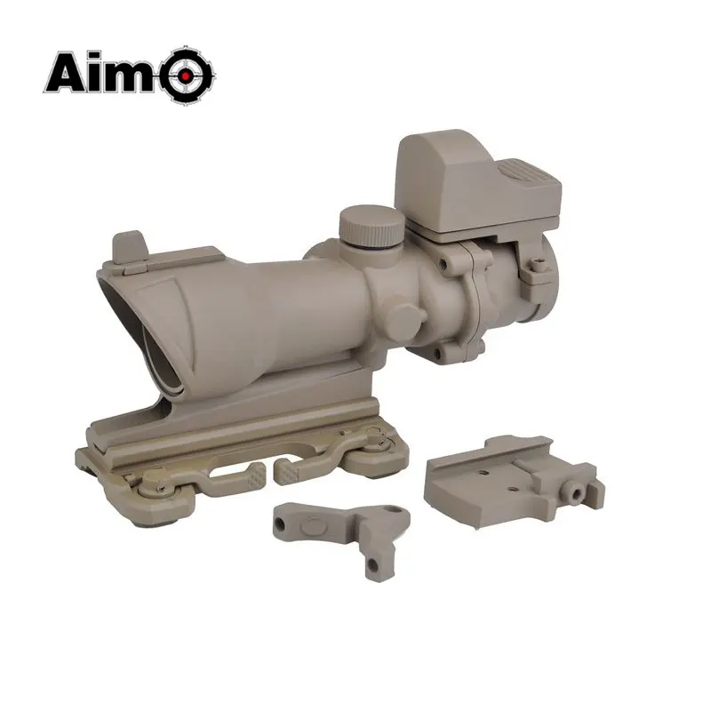 Aim O ACOG 4x32 оптический прицел и Мини Red Dot Настоящее красный Оптическое волокно Imager для Охота QD Крепление 1 компл. AO5316 - Цвет: DE