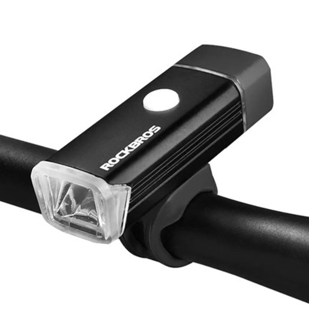 ROCKBROS USB Перезаряжаемый велосипедный светильник для езды на велосипеде, светильник-вспышка, водонепроницаемый велосипедный головной светильник MTB велосипедный передний фонарь - Цвет: BasisBlack