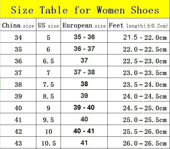 shoes size