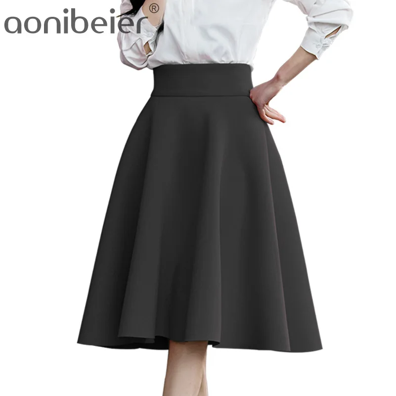 Pаспродажа Aonibeier плюс Размеры 5XL Для женщин юбки сезон весна ndash;лето модные Высокая талия большие качели Юбка До Колена Длина Империя плиссированная юбк...