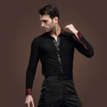 Бальное платье новая мужская Латинская танцевальная Чача Румба Самба квадратная одежда рубашка с длинными рукавами мужской взрослый современный костюм соревнований