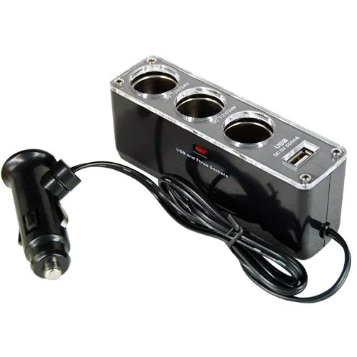 3 способа мульти разветвитель автомобильного прикуривателя USB штепсельное зарядное устройство DC 12 V/24 V тройной адаптер с USB портом