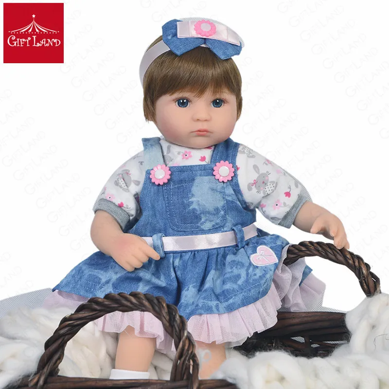 Reborn Реалистичная кукла-младенец Baby Boneca с голубым повязка бантом Винтаж джинсовое