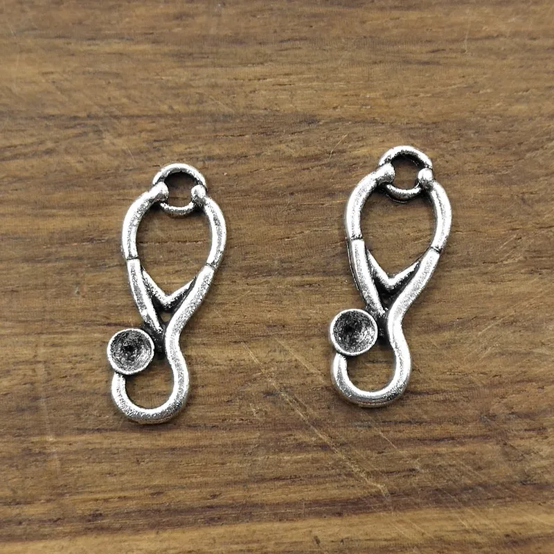

10 pcs Stethoscope charm Tibetan Silver Plated Pendants Antique Jewelry Making DIY Handmade Craft