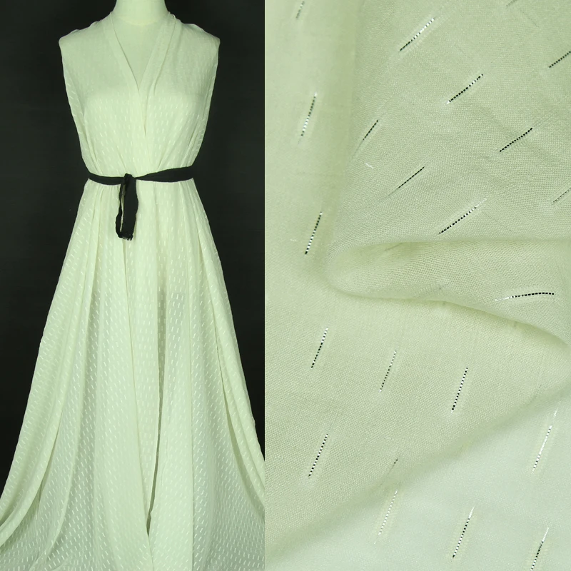 

Beige white background silk fabric for dress 140cm width special price,SFF134
