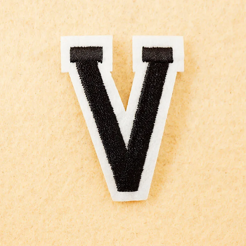 

Letter: V (Size:4*5.5cm) DIY Cloth Patch Badge Embroidered Cute Badges Hippie Iron On Kids Cartoon Patches For Clothes Stickers