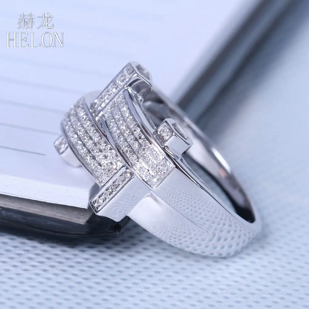 HELON, новинка, для мужчин, s, одноцветное, 10 к, белое золото, 0.3ct, Кольцо C настоящим бриллиантом, для помолвки, модное, проложено, натуральные бриллианты, юбилей, мужское кольцо