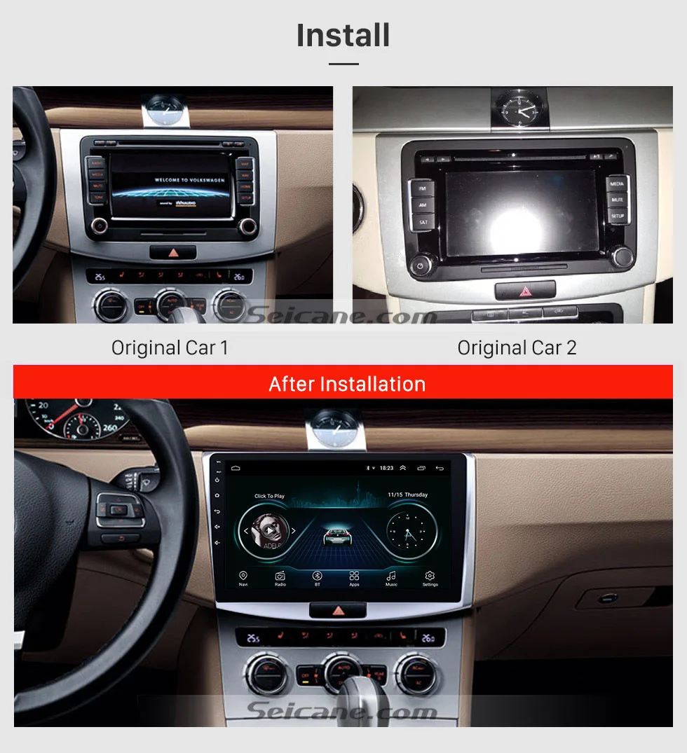 Best Seicane Android 8.1 10.1 inch Car Radio Stereo GPS car Multimedia Player For 2012 2013 2014 VW Volkswagen Magotan B7 Bora Golf 6 3