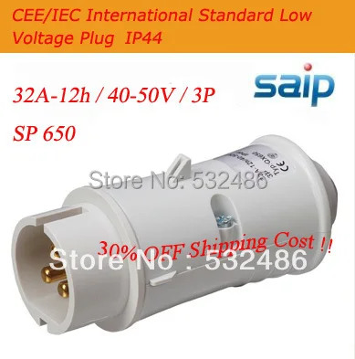 

30% SHIPPING COST!! HOT Sale AC 40-45V IP44 32a 4-pin industrial power plug with CEE/ICE