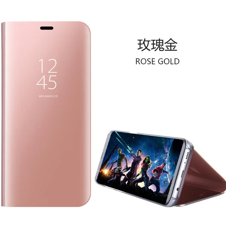 Роскошный флип чехол с подставкой для Samsung Galaxy Note 8 S9 S8 Plus S7 S6 edge умный зеркальный