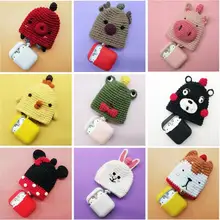 Cartoon Woolen Case for AirPods with Annti lost Strap Protective Knitted Earphone Cover Wireless Headphone Charger Silicone Bag