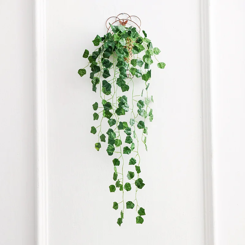 Балкон Лофт декор зеленый редиска растение виноград лист плюща искусственный цветок настенный подвесной ротанговый венок из виноградных листьев DIY украшения венок - Цвет: Grape wall hanging