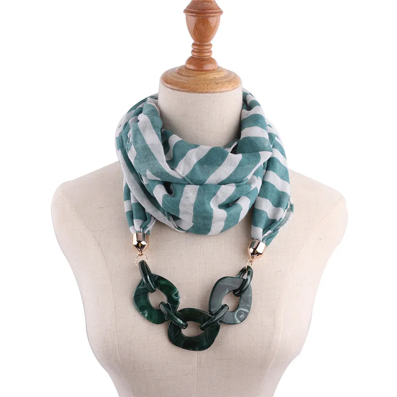 RUNMEIFA F Роскошная брендовая акриловая Ювелирная подвеска ожерелье хлопковый шарф для женщин пуля сплав хиджаб женские аксессуары - Окраска металла: 1