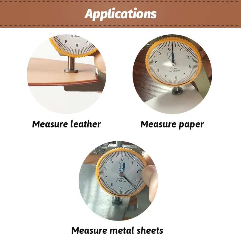 WUTA 0-10 мм/0,1 мм Циферблат Толщиномер кожи измеритель бумаги тестер для полой трубы или круговой трубки суппорт Калибр измерительные инструменты