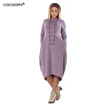 COCOEPPS-2018-New-Autumn-Velvet-Mid-Calf-Dress-Women-Large-Size-6XL-Dress-Loose-Green-long