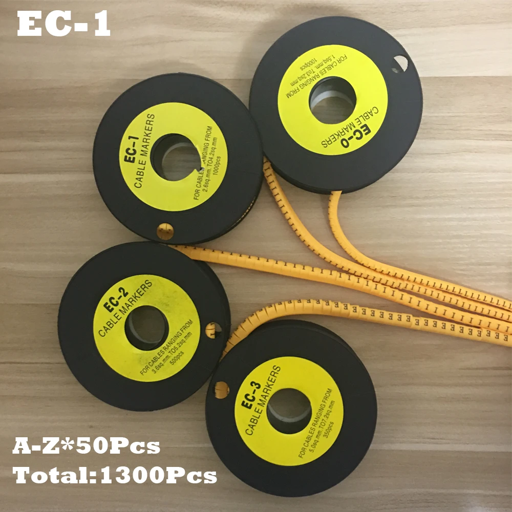 

1300pcs/Lot EC-1 2.5mm2 A-Z ABCDEFGHIJKLMNOPQRSTUVWXYZ English Letter PVC Flexible Print Sleeve Tube Label Net Wire Cable Marker