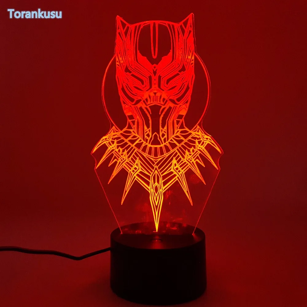 Black Panther 3D Nightlight Visual Illusion LED RGB Changing Desk Lamp Anime Black Panther T