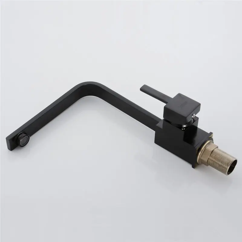 Black Square Kitchen Faucets 360 Degree Rotation Hot and Cold Water Kitchen Sink Faucet Deck Mounted Mixer Tap KD1287