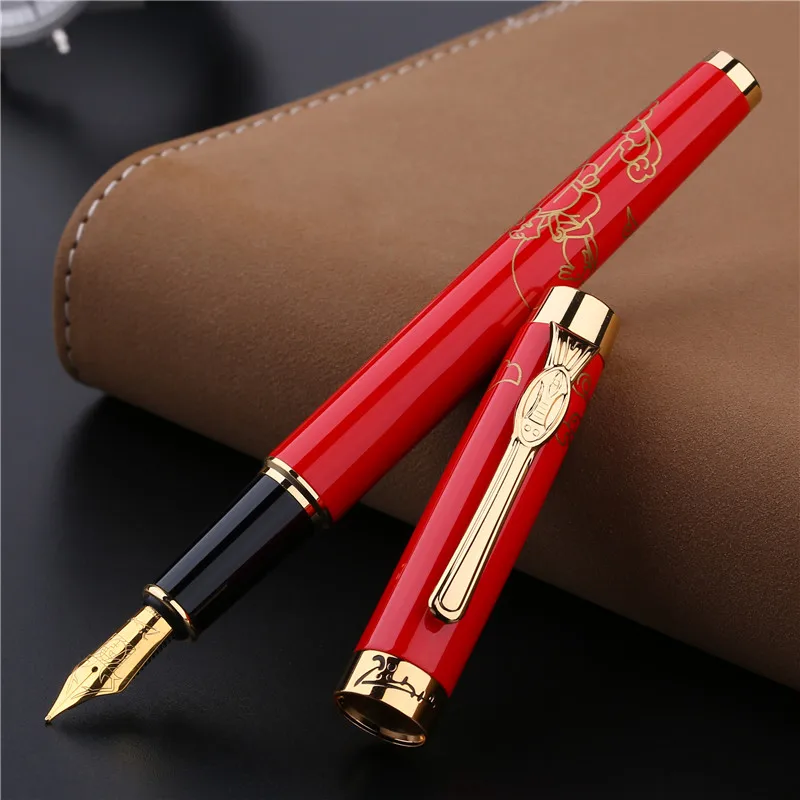 

Luxury Golden Clip Fountain Pen Gold Black Red Pimio 933 Metal Iraurita Nib 0.5mm Ink Pens Business Gift Stationery Supplies
