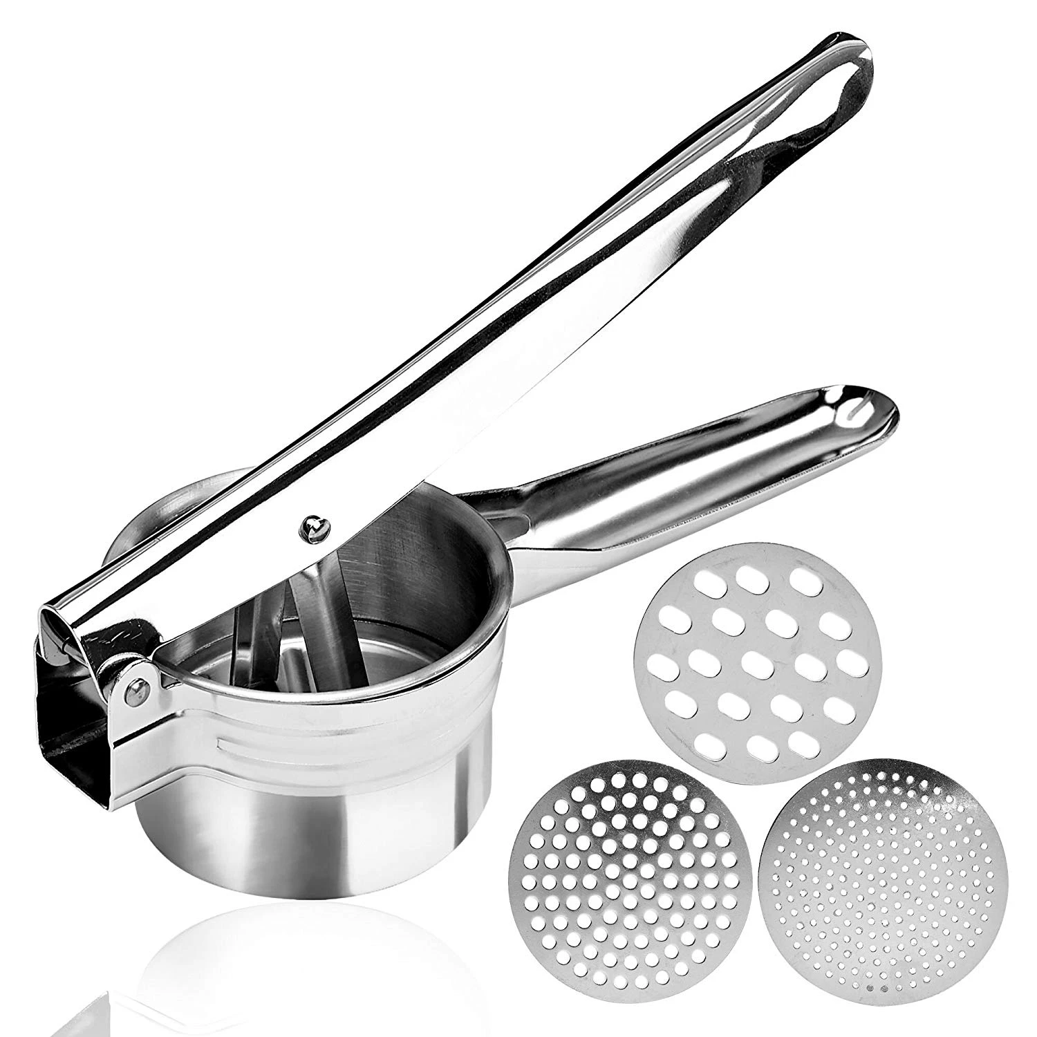 New Stainless Steel Potato Ricer Masher Press for Mashed Potatoes with Handle LI New Stainless Steel Potato Ricer Masher Press for Mashed Potatoes with Handle LI