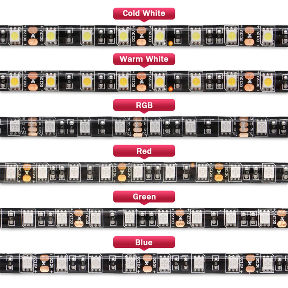 Черный 5 м Диммируемый 5050 rgb светодиодный светильник, [DVOLADOR] DC12V 60 светодиодный s/M Светодиодный светильник SMD5050 декоративный светодиодный rgb полоса 5 м/лот