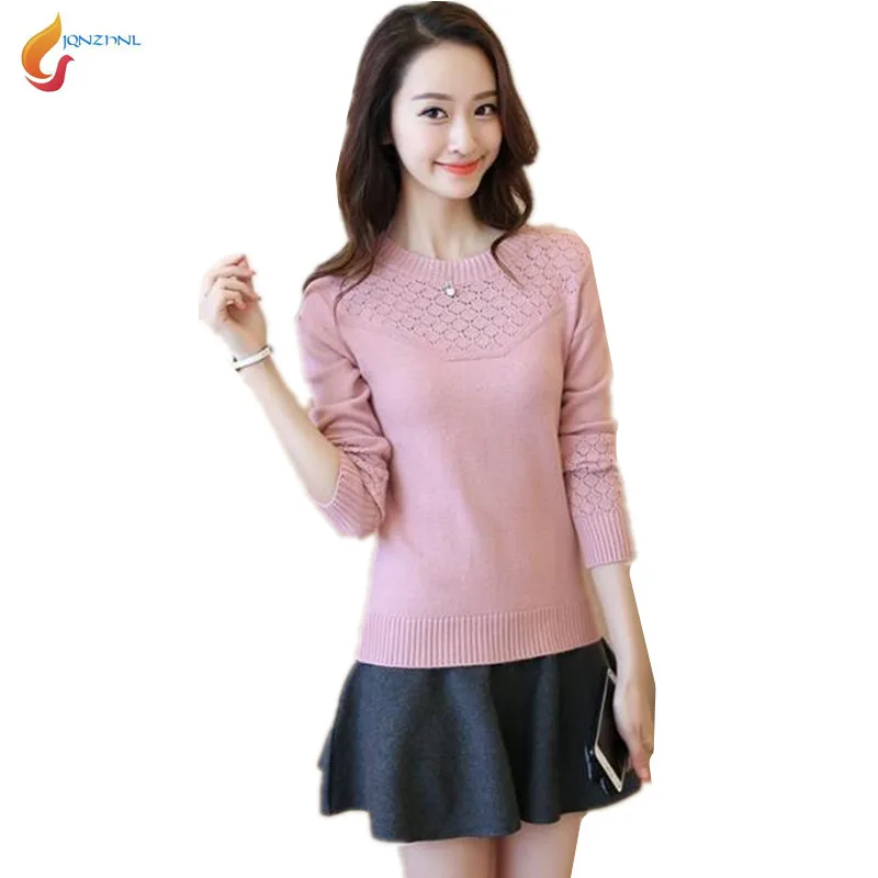 Sweater ladies spring new fashion long sleeves round neck autumn winter sweater Leisure solid color knitting sweater AD75JQNZHNL