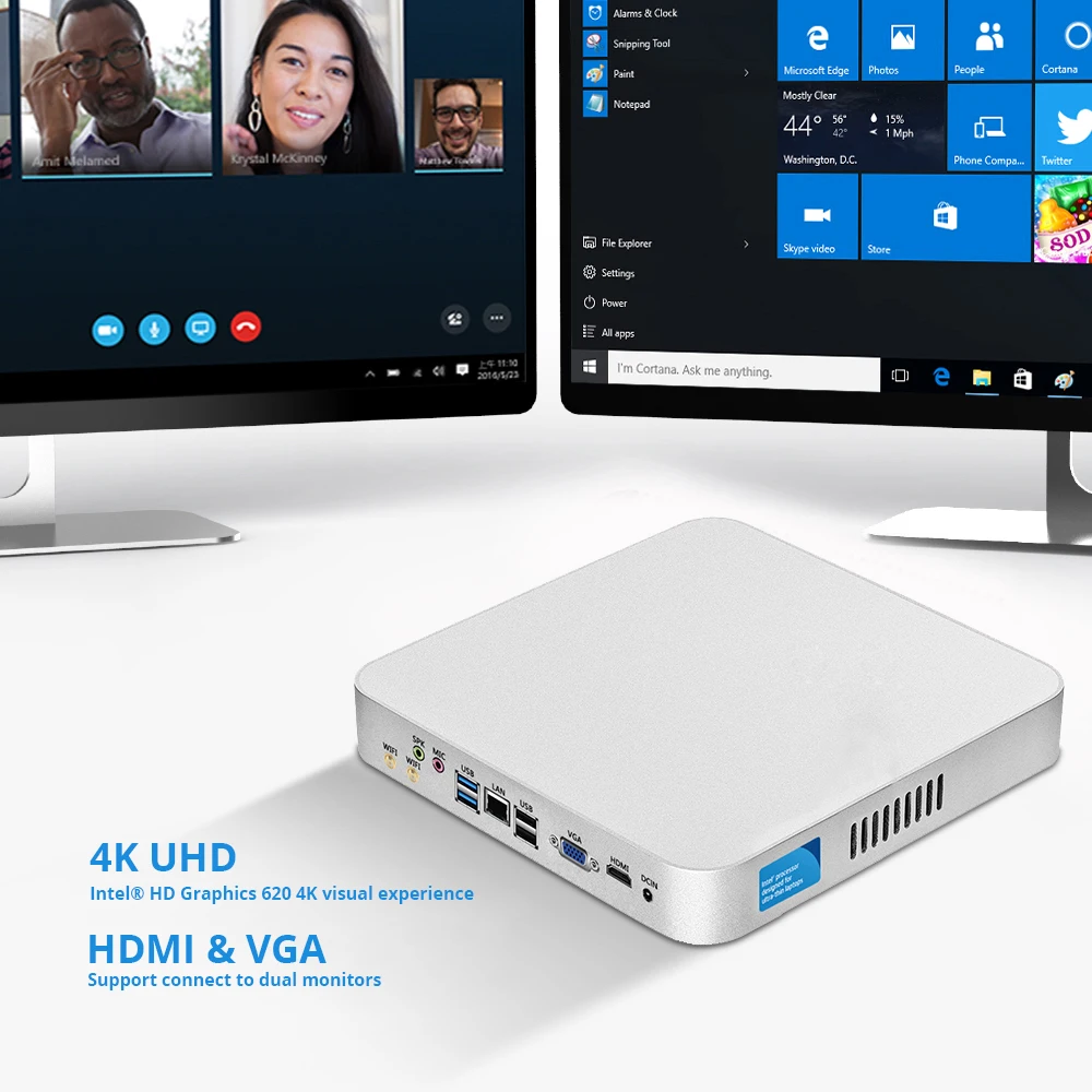  Mini PC Intel Core i7 7500U i5 7200U i3 7100U Office Computer 4K 300M WiFi HDMI VGA 6*USB Gigabit E