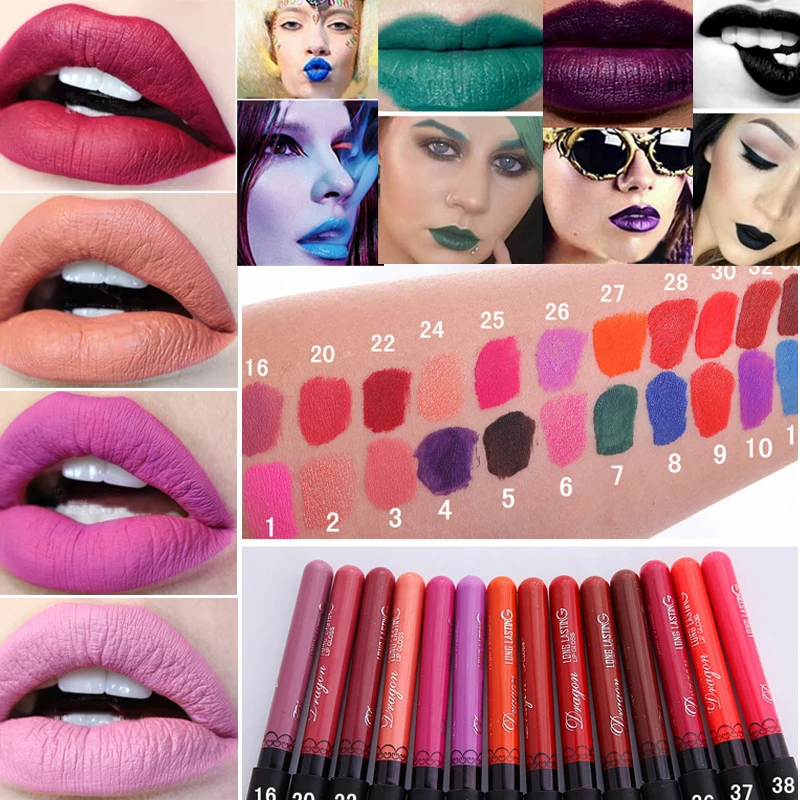 

Cheap Lipstick Makeup Sexy Metal Lips Tint Gothic Style Waterproof Black Matte Liquid Lipstick Kit lippenstift