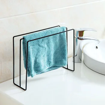 

Home Desktop Wrought Iron Is Not Easy To Rust Rag Storage Shelf Kitchen Countertop Dishwashing Cloth Shelf Household Items